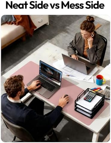 YSAGi Leather Desk Protector, Office Mat, Large Mouse Mat, Non-Slip PU Leather Blotter, Laptop Pad, Waterproof Writing Pad for Office and Home (Pale Mauve, 47.2" x 23.6")