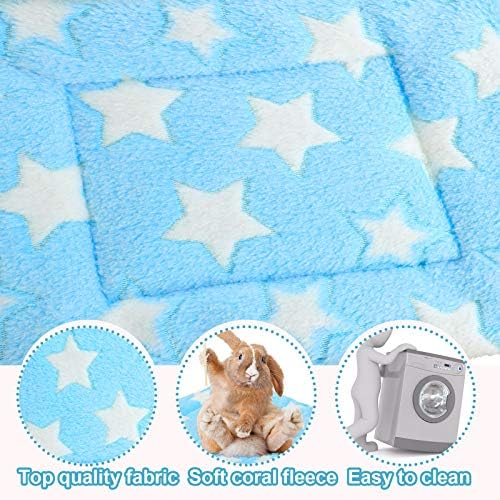 Jetec 3 Pcs Guinea Pig Beds, Fleece Small Animal Mats, Star, Blue | 10 x 11 in Soft Double Sided Fleece Pad for Rabbit, Hamster, Chinchilla, Rat, Warm Hideout, Cozy Small Animal Cage Bed