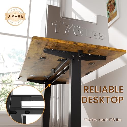 Veken 63"x28" Wider Large Standing Desk, Electric Height Adjustable, Brown