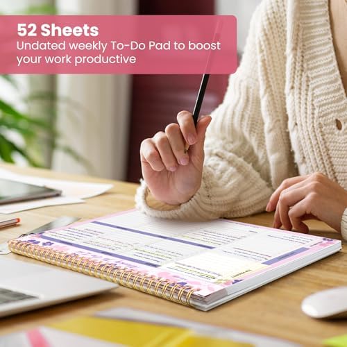 Weekly To Do List Notepad with 52 Undated Sheets（8.5"×11"）- Undated Weekly Planner Notepad for Office Desk Accessories and Supplies - Petal Pink