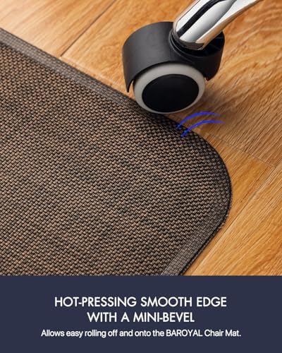 BARoyal Office Chair Mat for Hardwood Floor Under Desk Computer Rolling Chair Mat for Wood/Tile Floor Non-Slip Heavy Duty Desk Rug PVC Plastic Hard Floor Protector 45" x 53"(Coffee)