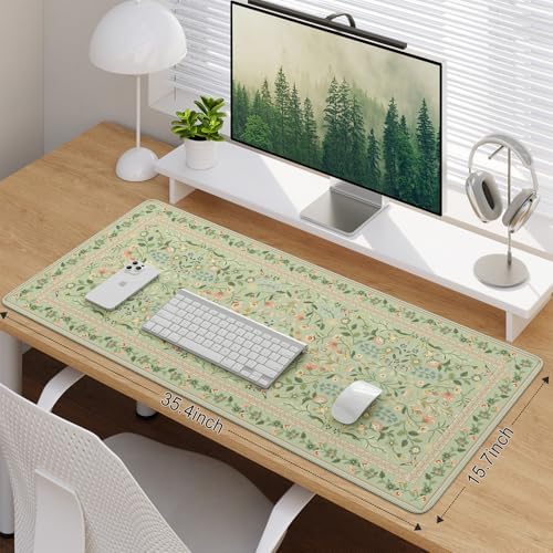iCasso Desk Mat for Keyboard, Large Mouse Pad,35.4x15.7in,Light Green