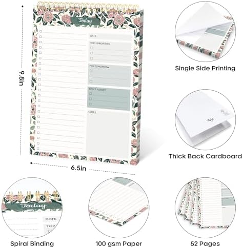 Taja To Do List Notepad, Undated Daily Planner for Work and Goal Setting