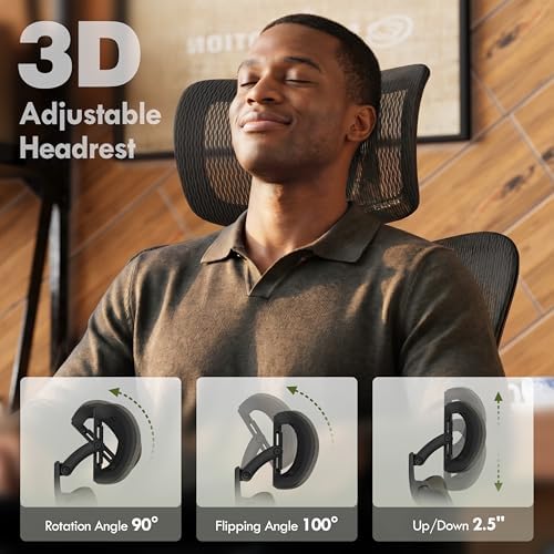 ELABEST Mesh Office Chair,Ergonomic Computer Desk Chair,Sturdy Task Chair- Adjustable Lumbar Support & Armrests,Tilt Function,Comfort Wide Seat,Swivel Home Office Chair (Onyx)
