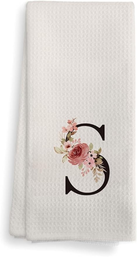 Kitchen Towel, Personalized Gifts Mode Monogram Letter S Kitchen Towels for Kitchen Dinning Bathroom, Christmas Birthday Gifts for Women, Kitchen Towel and Dishcloths Sets 16×24 Inches