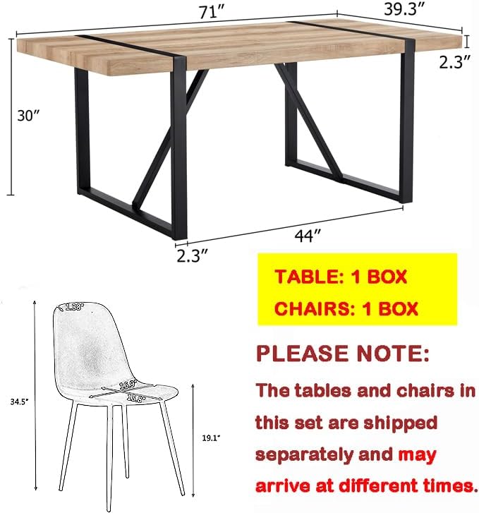 9 Piece Dining Table Set for 8,Modern 71'' Rectangle Wood Dining Table and Fabric Dining Chairs 8,Kitchen Table and Chairs for 8,Ideal for Kitchen Dining Room