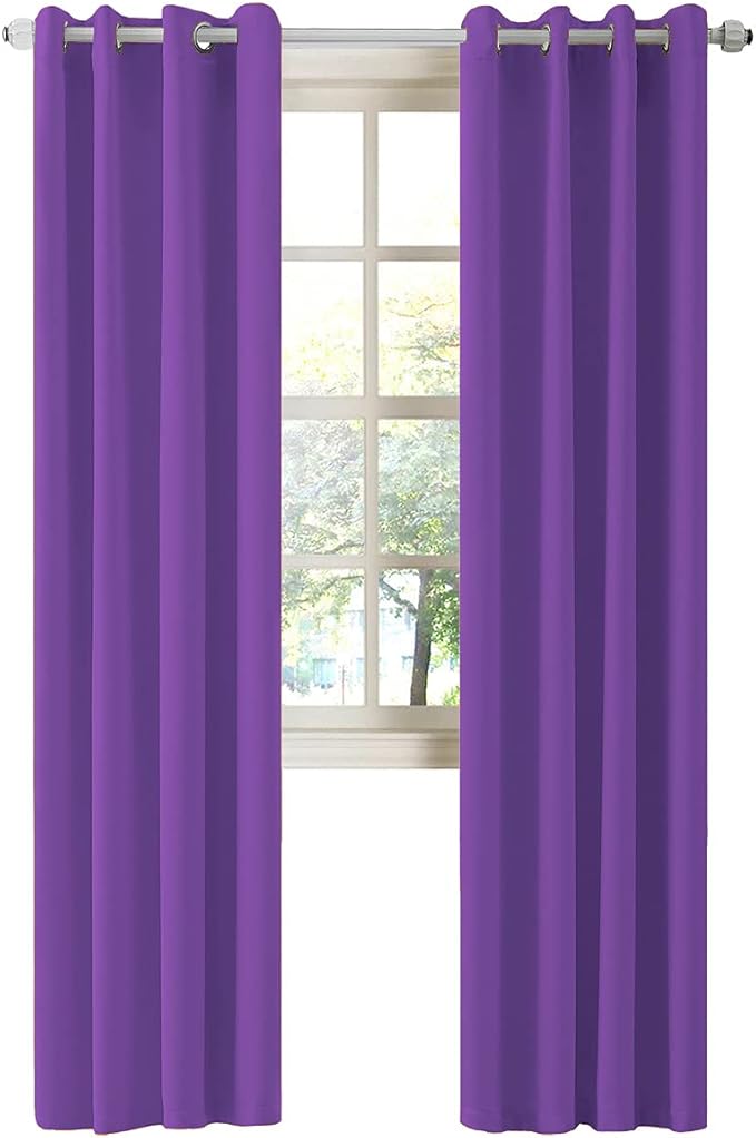 LA PALMA Thermal Insulated Blackout Darkening Grommet Living Room Curtains Window Drapes for Bedroom Pack of 2 Panels