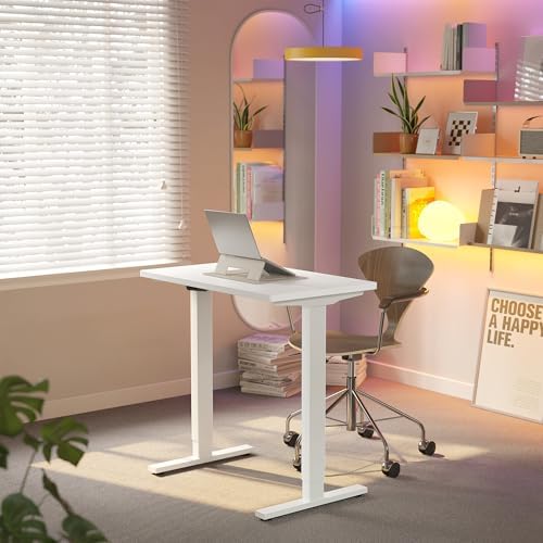 HUANUO 32x19 Inch Small Electric Standing Desk, Adjustable, White