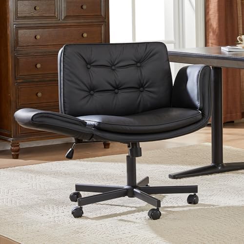 amseatec Criss Cross Office Chair, Swivel Makeup Vanity Chair with Wheels