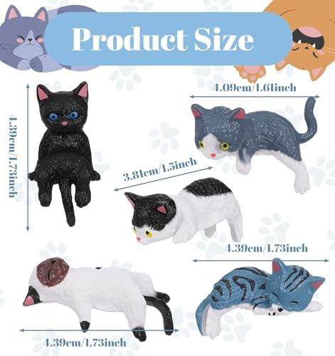 5 Pcs Mini Cat Desk Figurines, Mini Resin Cat Monitor Figurine for Desk Computer Monitor Decor, Cats Figurines for Car Interior & Office Desks (Assorted Colors)