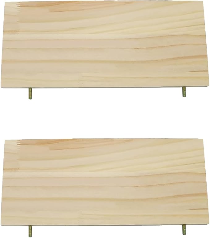 Litewoo Parrot Bird Wood Perch Platform Large Stand Shelf for Budgie, 2PC | Natural wood, sturdy flat bird perch shelf, for small-medium birds/parakeet/cockatiel/conure, easy install & adjustable