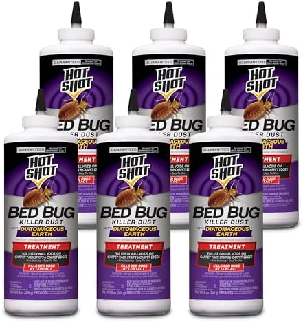 Hot Shot Bed Bug Killer Dust With Diatomaceous Earth 8 Ounces, Treatment For Bed Bugs