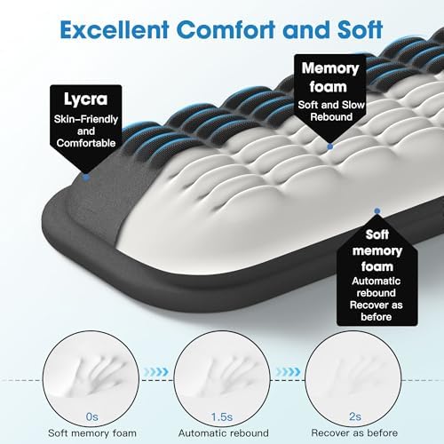 MEKASS Ergonomic Wrist Rest for Keyboard and Mouse, Soft Memory Foam Keyboard Wrist Rest Set with Non-Slip Silicone Base, Easy Typing, Pain Relief, Comfort for Office, Work, Gaming (Light Gray)