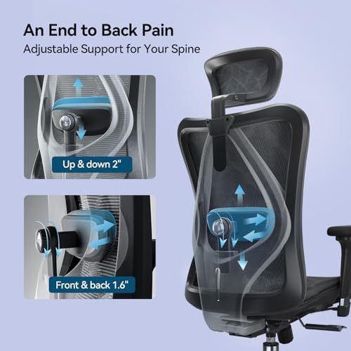 SIHOO M57 Ergonomic Mesh Office Chair, High Back Home Desk Chair with 3D Armrests, Lumbar Support and Adjustable Headrest, Comfortable Computer Chair, Office Chair Hold 330 LBS-2 Packs-Black