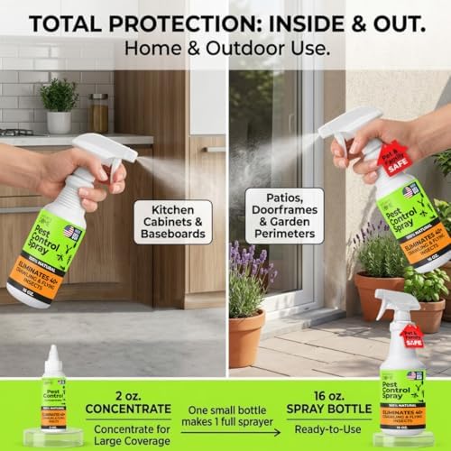 Ant Spray Indoor Outdoor Concentrate 2 Pack - Natural Bug Spray for Home & Yard | Nature's Dome 2 x 2 Oz Makes 32 Oz | Plant-Based Cinnamon Oil Pest Control for Fleas, Ticks, Mosquitoes & Roaches