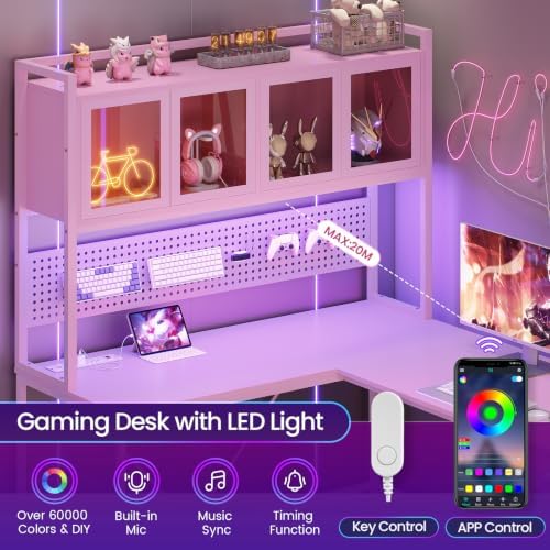 SEDETA L Shaped Gaming Corner Desk with Drawers, Hutch and Storage Shelves