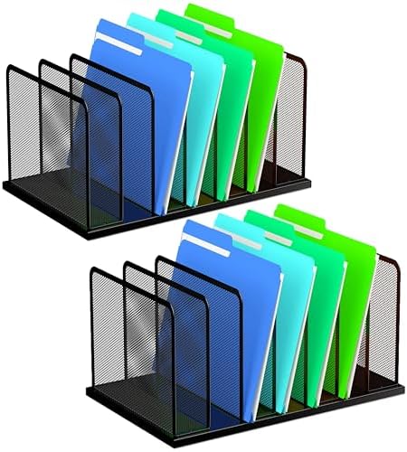 Kuntine.B 7-Section Upright Desk File Organizer Black 2 Pack