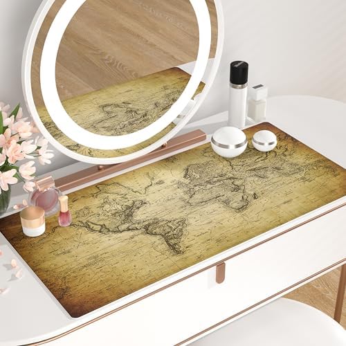 QiyI PU Leather Large Mouse Pad, Office Decor, 31.5" x 15.7", World Map