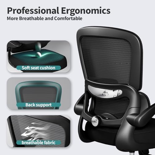TRALT Office Chair - Ergonomic Desk Chair with Adjustable Lumbar Support, Mesh Computer Chair, Executive Chairs for Home Office Comfortable Lumbar Support Black Pack of 4
