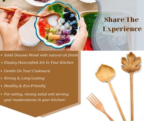 Natural Wooden Spoons and Forks Set (Set of 6), Hostess Gifts for Women, Couple, Thanksgiving, Christmas Gifts Ideas for Mom, Kitchen Cottagecore, Handmade Cooking Gift Ideas