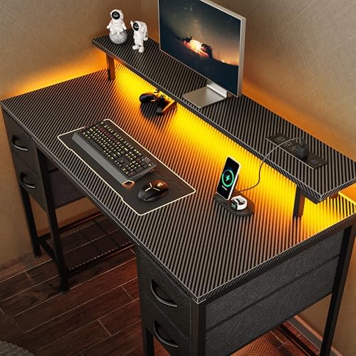 Huuger 47 inch Computer Desk with Power Outlets & 4 Drawers