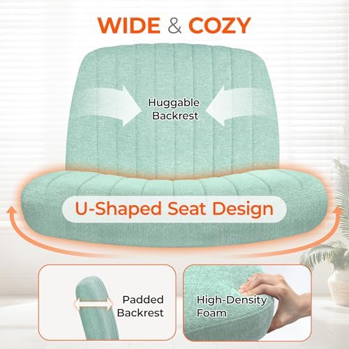 Orange Factory Criss Cross Chair, Wide Fabric Vanity Desk Seat, Mint Wheel