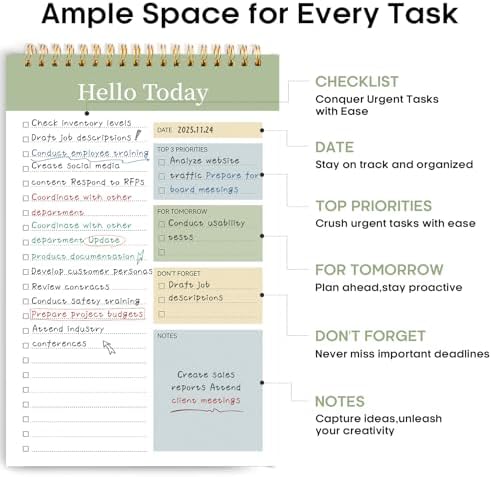 Taja To Do List Notepad, Undated Daily Planner for Work and Goal Setting