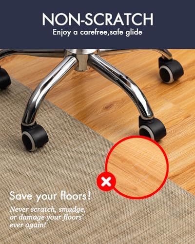 BARoyal Office Chair Mat for Hardwood Floor Under Desk Computer Rolling Chair Mat for Wood/Tile Floor Non-Slip Heavy Duty Desk Rug PVC Plastic Hard Floor Protector 36" x 48"(Linen)