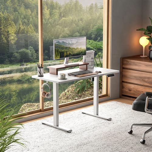 Veken 47.2 Inch Large Electric Standing Desk, Gaming Table, White