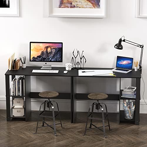 SHW 38-Inch Home Office Computer Desk with Shelves, Black