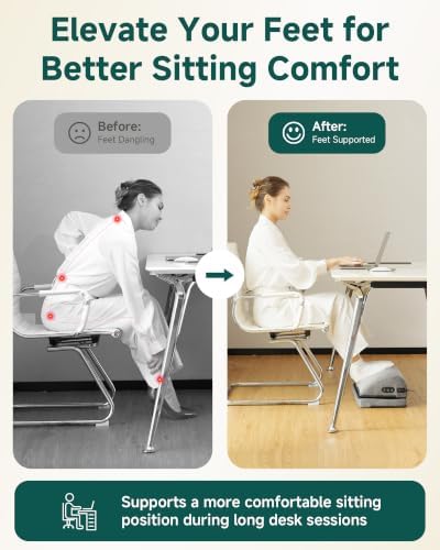Snailax Heated Foot Rest Under Desk, Adjustable Height Foot Stool with Heat