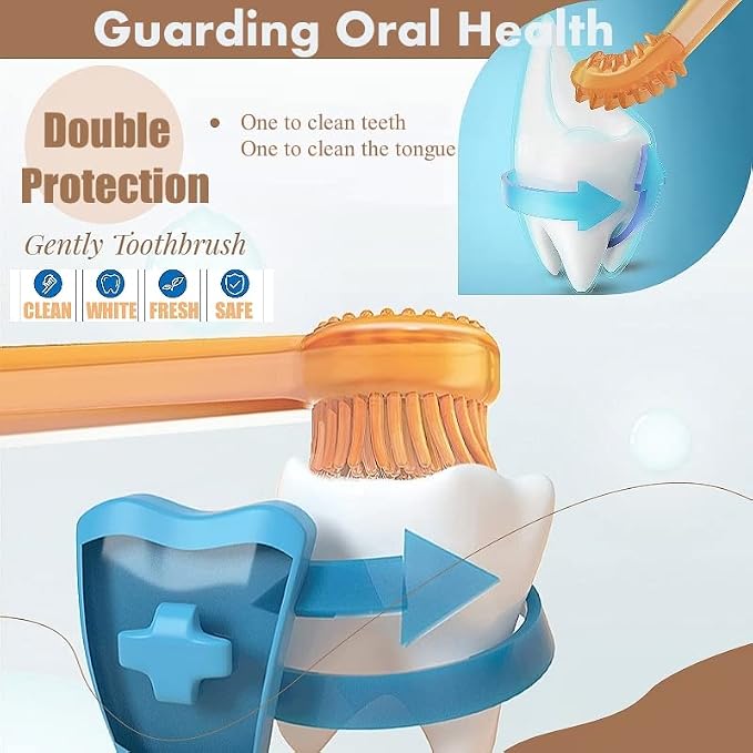 Dog & Cat Toothbrush Kit with Storage Cup, Mini Head Tongue Cleaning Brush | 360° Silicone Finger Toothbrushs,Soft Bristles Cleaning Brush,Pet Dental Care Kit,For Doggie Kitten Ferret Dutch Pigs