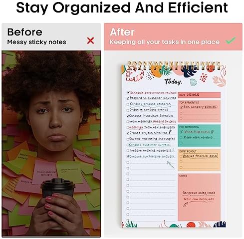 Taja To Do List Notepad, Undated Daily Planner for Work and Goal Setting