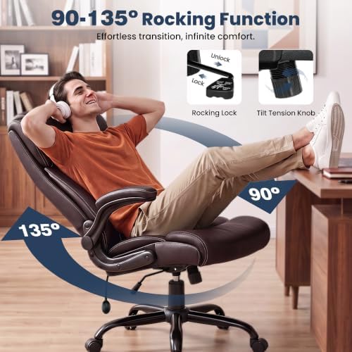 Ergonomic Office Chair, High Back Executive Leather Desk Chair