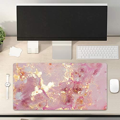 QiyI PU Leather Large Mouse Pad, Office Decor, 31.5" x 15.7", Rose Gold
