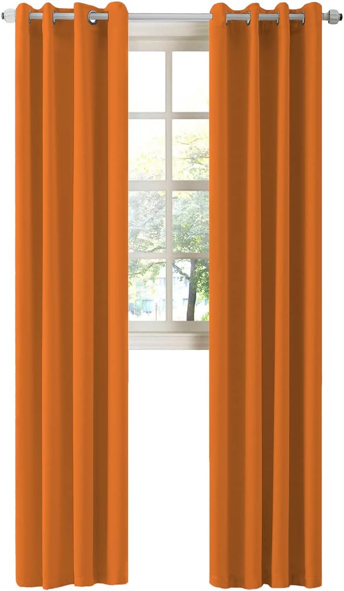 LA PALMA Thermal Insulated Blackout Darkening Grommet Living Room Curtains Window Drapes for Bedroom Pack of 2 Panels
