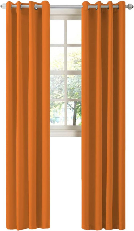 LA PALMA Thermal Insulated Blackout Darkening Grommet Living Room Curtains Window Drapes for Bedroom Pack of 2 Panels