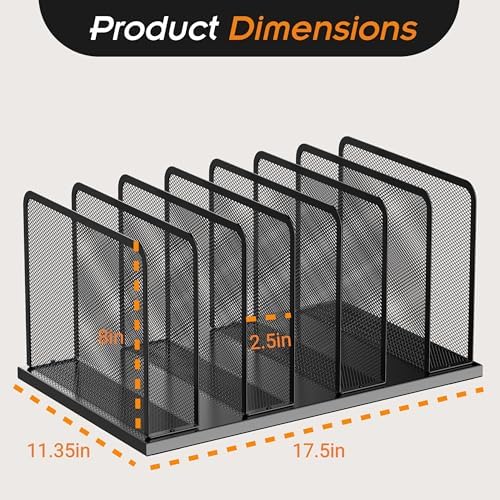 Kuntine.B 7-Section Upright Desk File Organizer Black 1 Pack