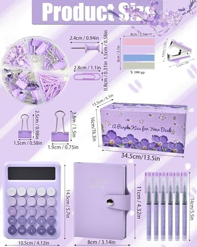 LXEVIHK Purple Desk Accessories 21-Piece Office Supplies Gift Set for Women