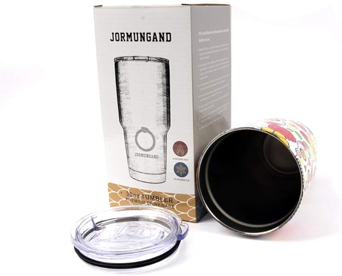 Jormungand 30 oz Tumbler Stainless Steel Vacuum Insulated Travel Mug with Leak Proof Lid Double Wall Coffee Cup Water Bottle for Cold Beverages 30oz tumbler Sugar Skull
