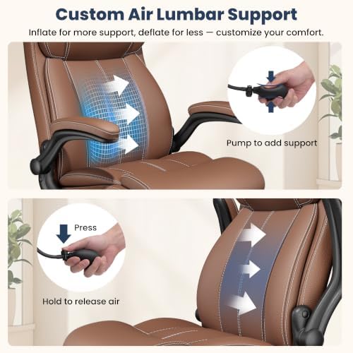 Ergonomic Office Chair, High Back Leather Executive Desk Chair