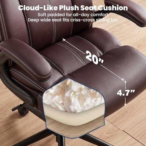 Ergonomic Office Chair, High Back Executive Leather Desk Chair