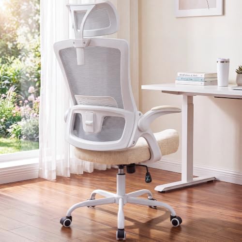 NEO CHAIR Office Chair with Adjustable Ergonomic Lumbar Headrest, Beige