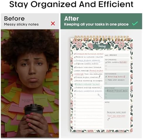 Taja To Do List Notepad, Undated Daily Planner for Work and Goal Setting