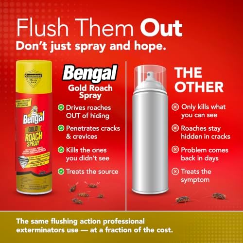 Bengal Gold Roach Spray Dry Aerosol Indoor Roach Killer - 11 oz - 2 Pack