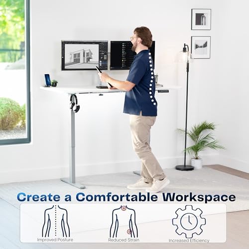 VIVO White 63 x 32 in Standing Desk, DESK-KIT-1G1W