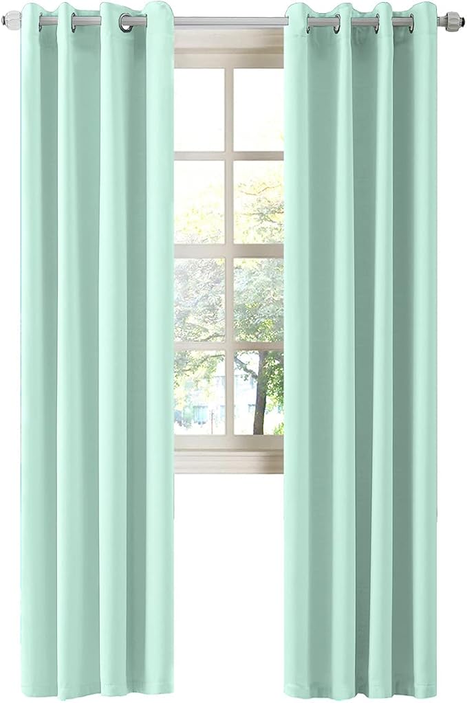 LA PALMA Thermal Insulated Blackout Darkening Grommet Living Room Curtains Window Drapes for Bedroom Pack of 2 Panels