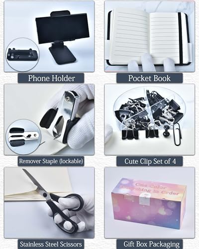 LXEVIHK Black Desk Accessories 21-Piece Office Supplies Gift Set