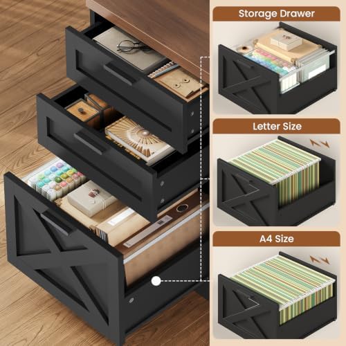 SEDETA 55.1" Farmhouse Office Desk with 3 Drawers for Home Office