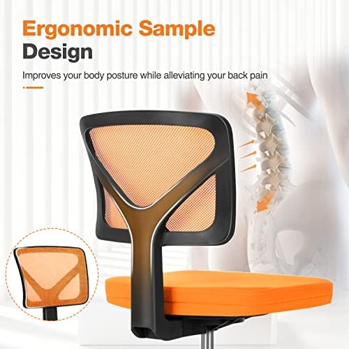 Sweetcrispy Small Armless Desk Chair, Mesh Rolling Office Chairs